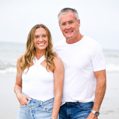 A man and woman on the beach.